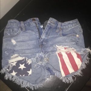 American flag shorts.